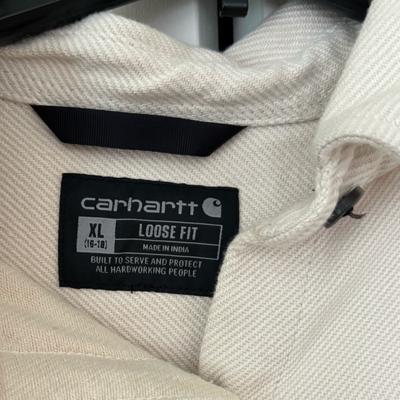 Carhartt Women’s Twill Button Shacket Stone Washed Khaki  Size XL - Picture 4 of 6